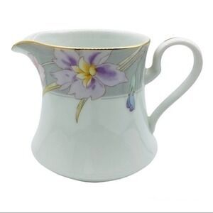 MIKASA Creamer - CHARISMA GRAY | Size 10 oz | Porcelain White Floral